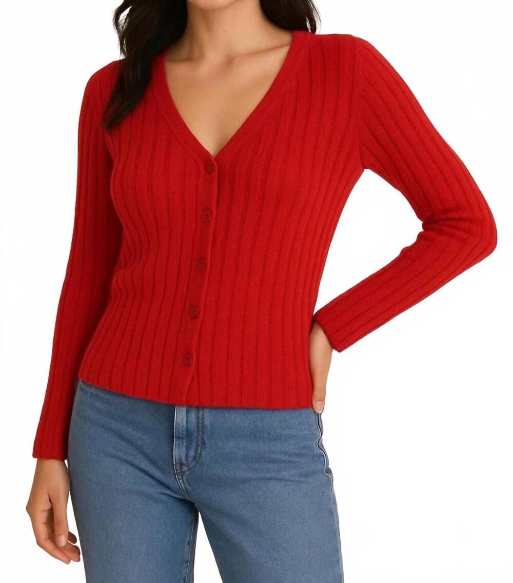 NEW GILLI valerie ribbed knit button cardigan in berry